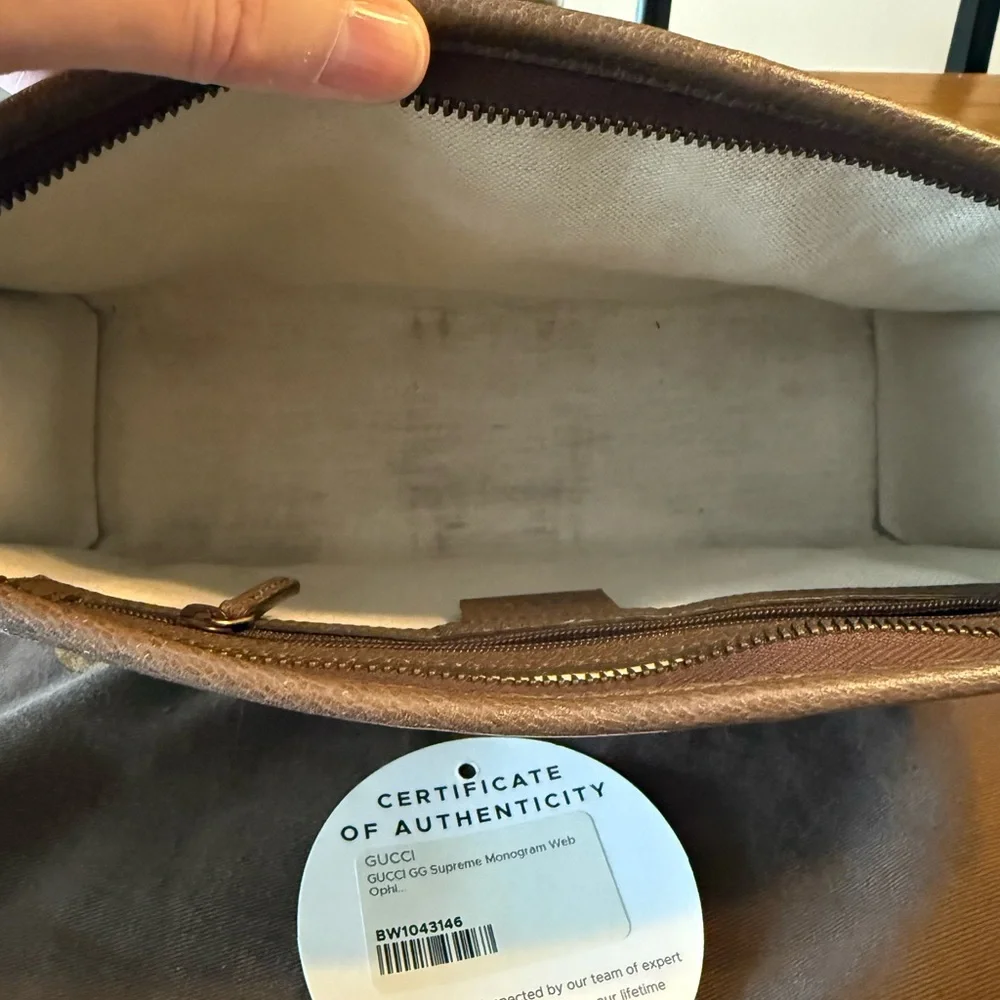 Gucci Beige and Brown GG Canvas Bag with Gold Chain - Picture 6 of 9